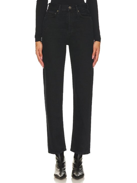 Agolde Denim - AGOLDE 90s Pinch Waist High Rise Straight Jeans in Crushed Black Denim 27